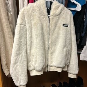 White fluffy Young LA Zip-Up 🏳️🤍